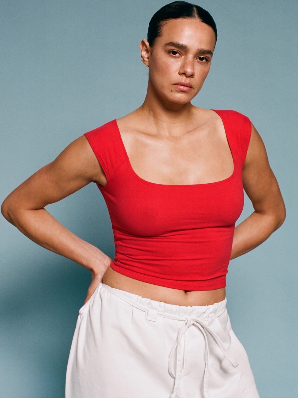 Gil Rodriguez El Tigre Everyday Top Red Square-Neck Crop Top - Size XL
